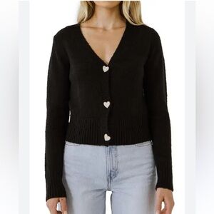 English Factory Heart Button Sweater